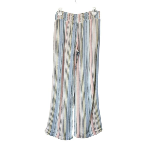 Cloth & Stone Smocked Wide Leg Pants Women’s Size Small Pastel Stripe - Picture 2 of 9